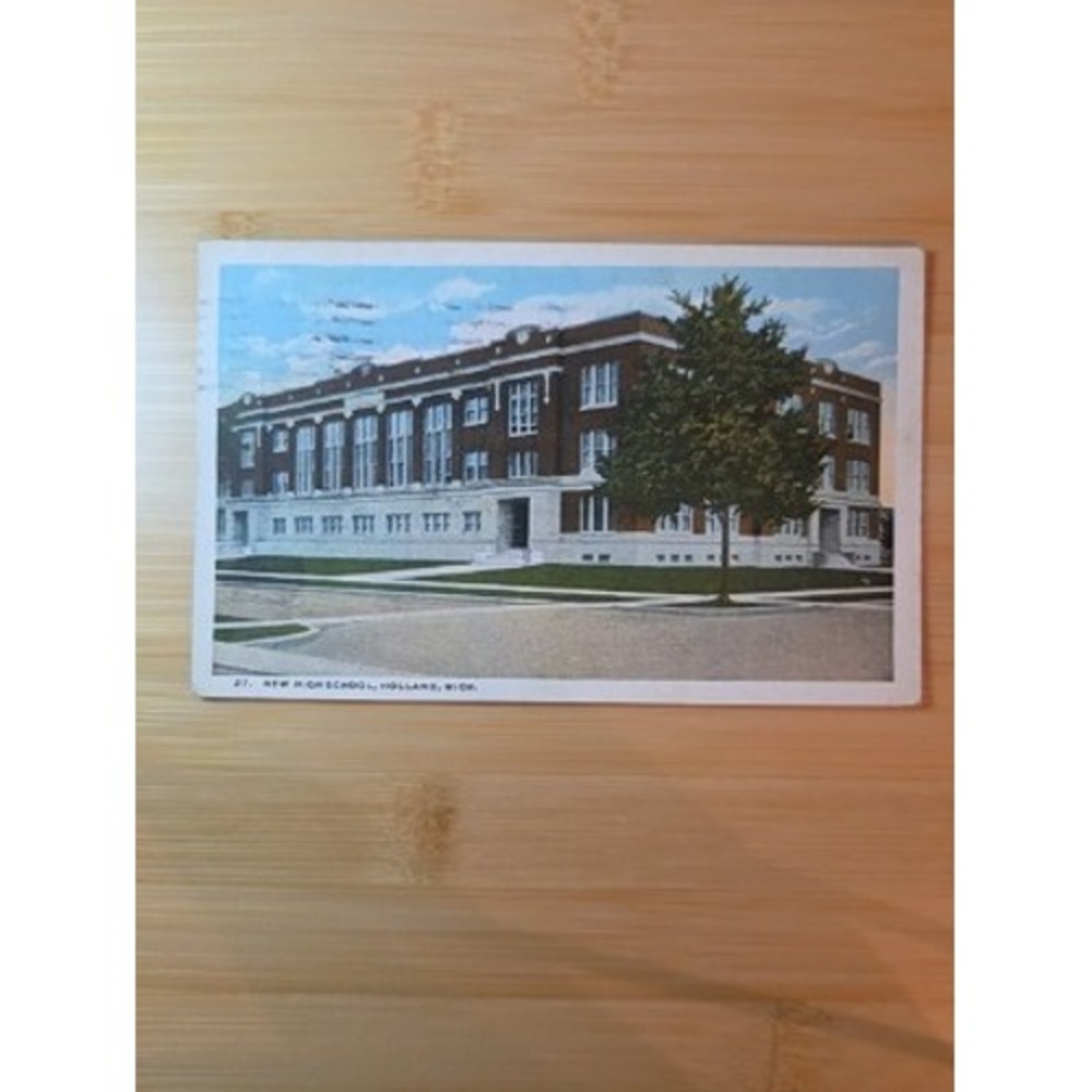 Vintage 1923 New High School Holland Michigan Postcard Curt Teich Photochrom